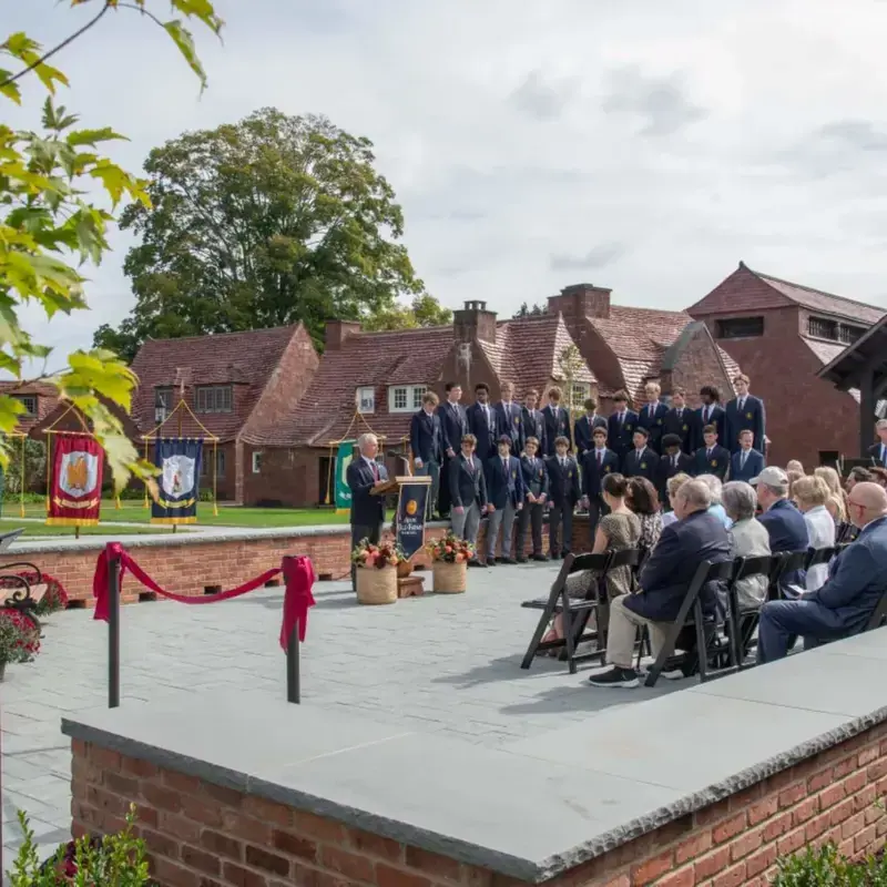 Dedicating the Peter A. Aron ’65 Memorial Patio