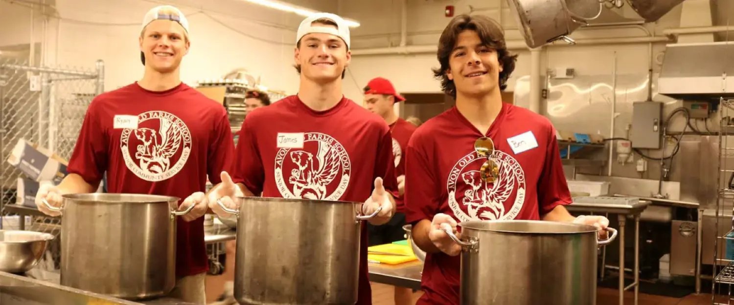 Avon Old Farms students taking part in community service.