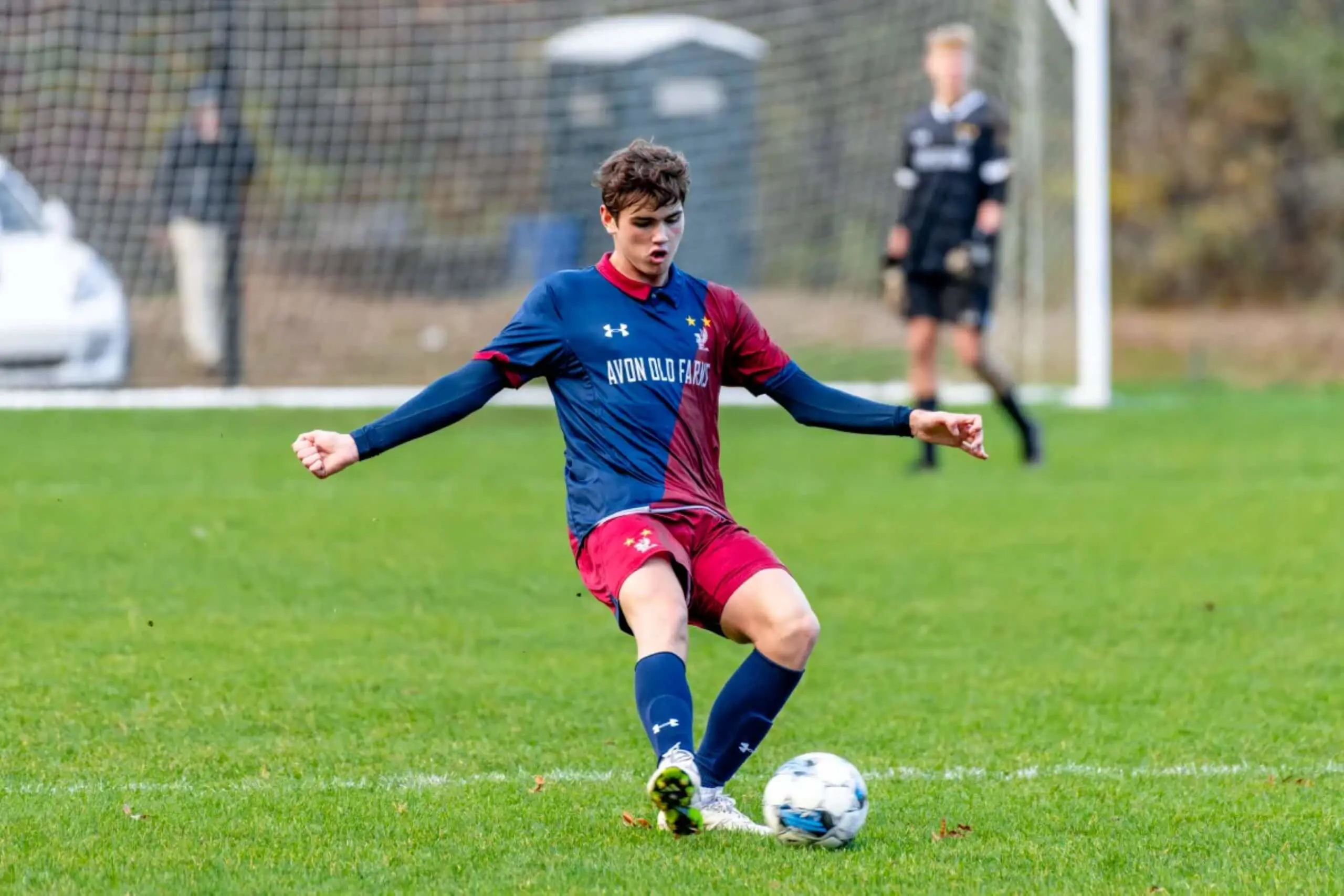 varsity soccer co-captain Marco Bannon ’25 playing soccer.