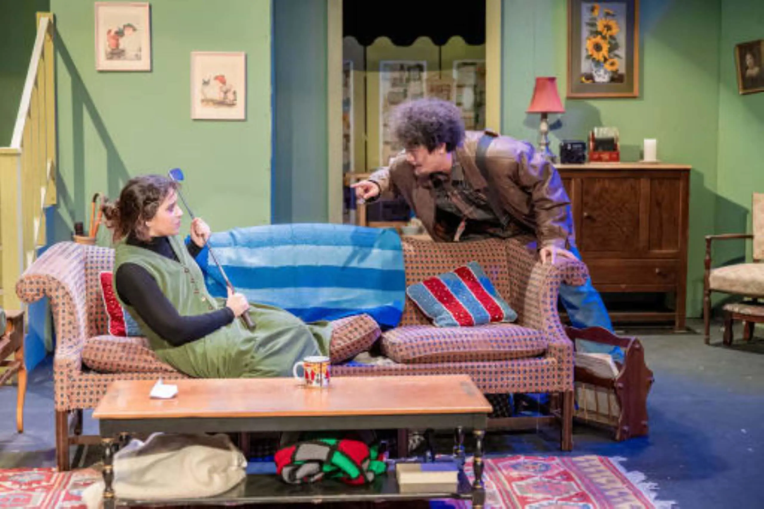 Avon Old Farms freshman Patrick Peng and Miss Porter’s senior Sophia Cepeda performing in a production of The Birds