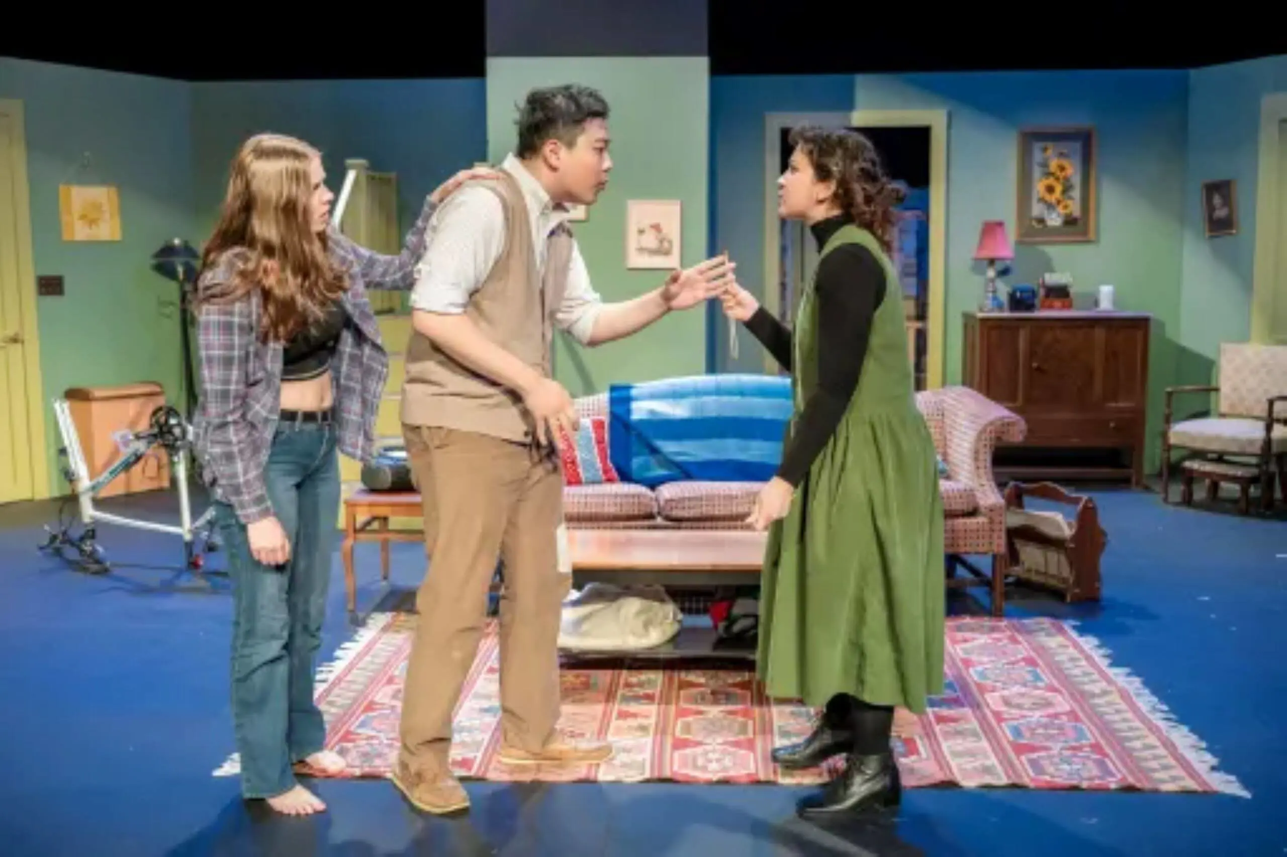 Avon Old Farms senior Jonn Lee and Miss Porter’s senior Sophia Cepeda performing in a production of The Birds