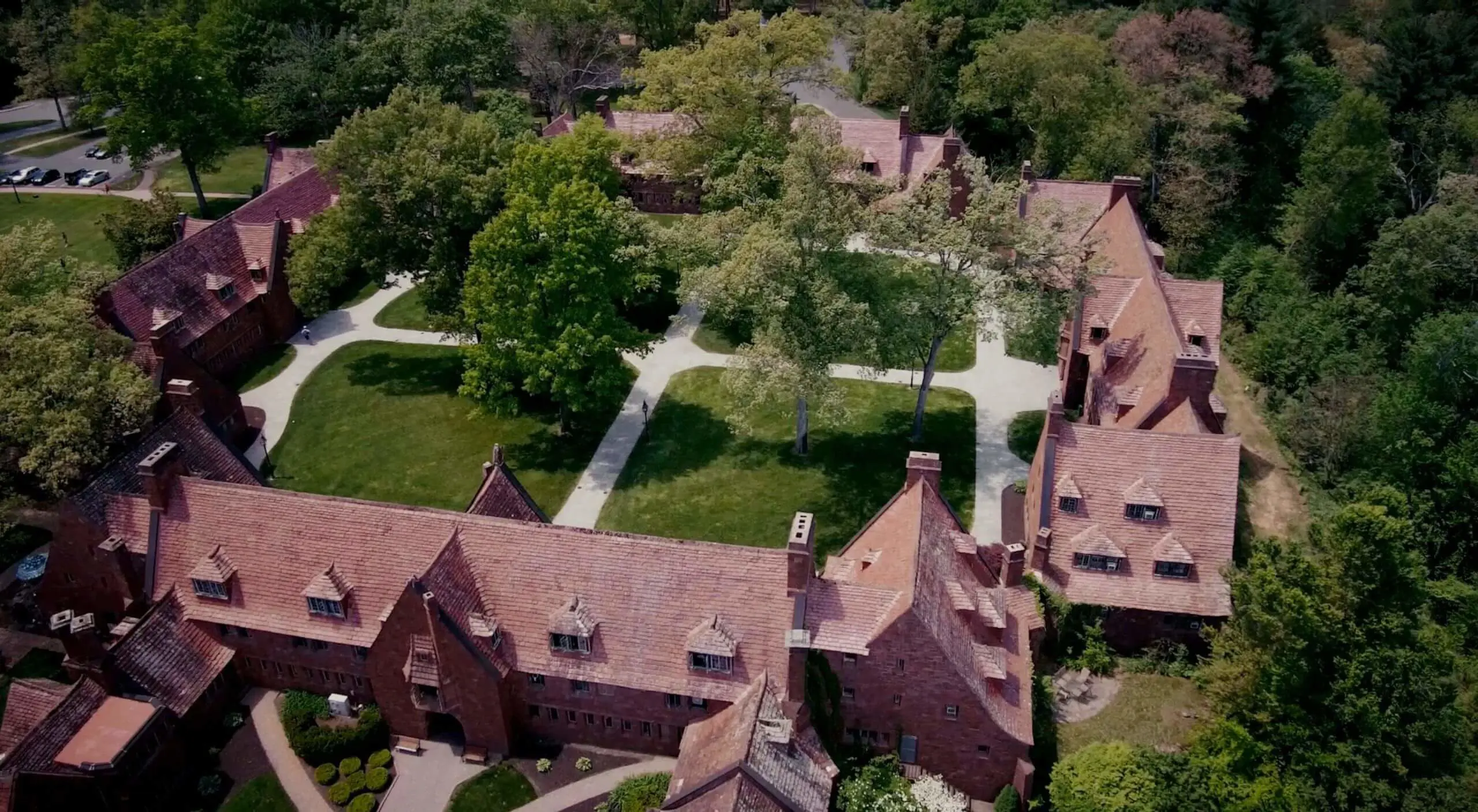 Aerial view of Quad at Avon Old Farms