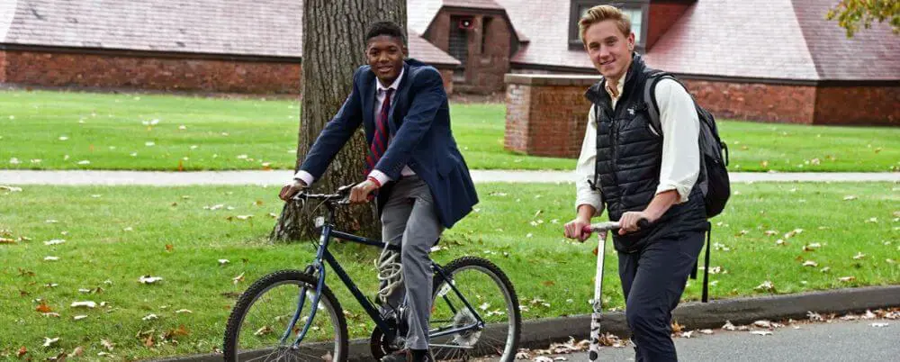 Avon Old Farms students bike and scooter to class