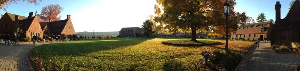 Panoramic view of the quadrangle at Avon Old Farms.
