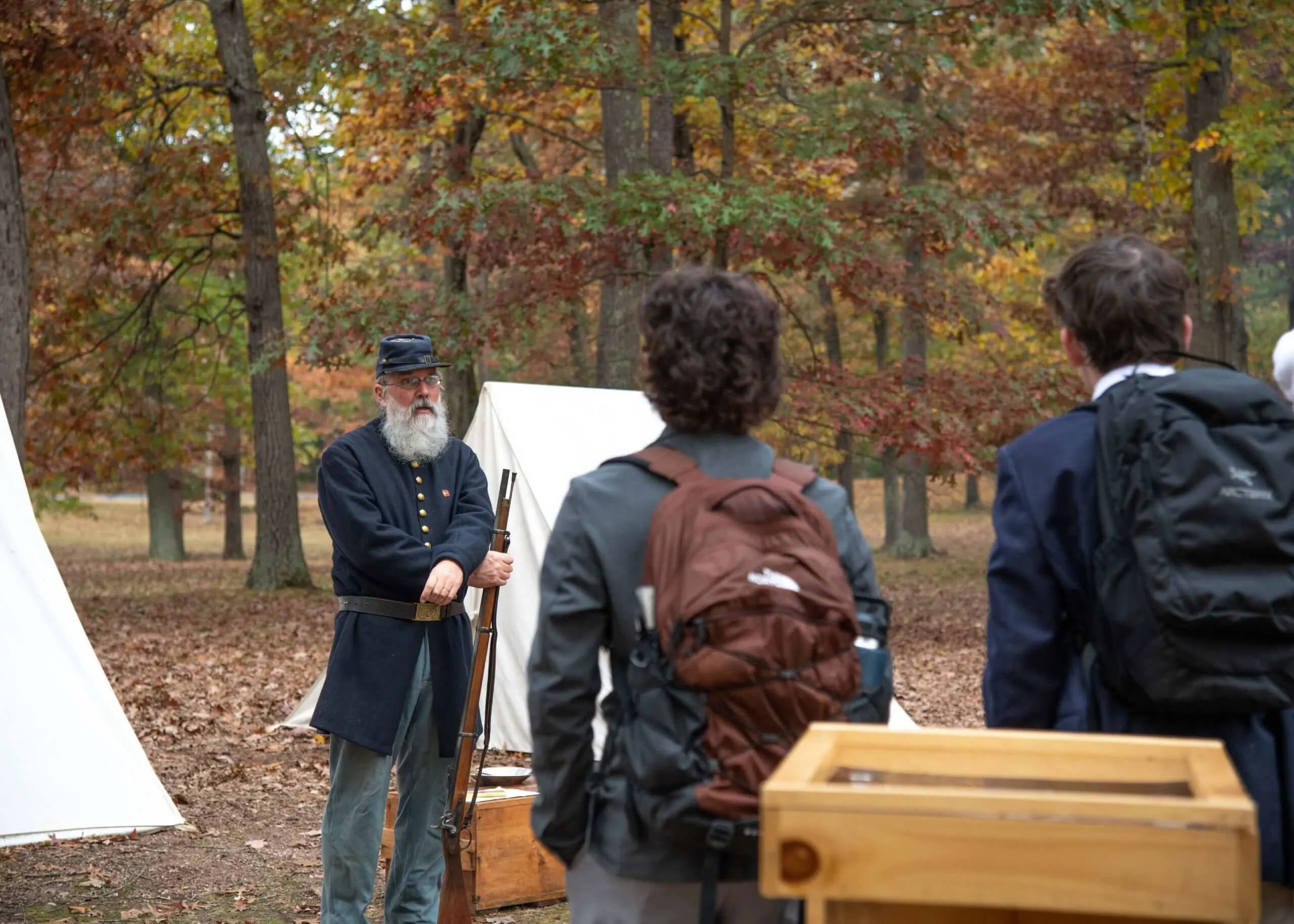 Avon Old Farms students at a Civil War era living history demonstration.
