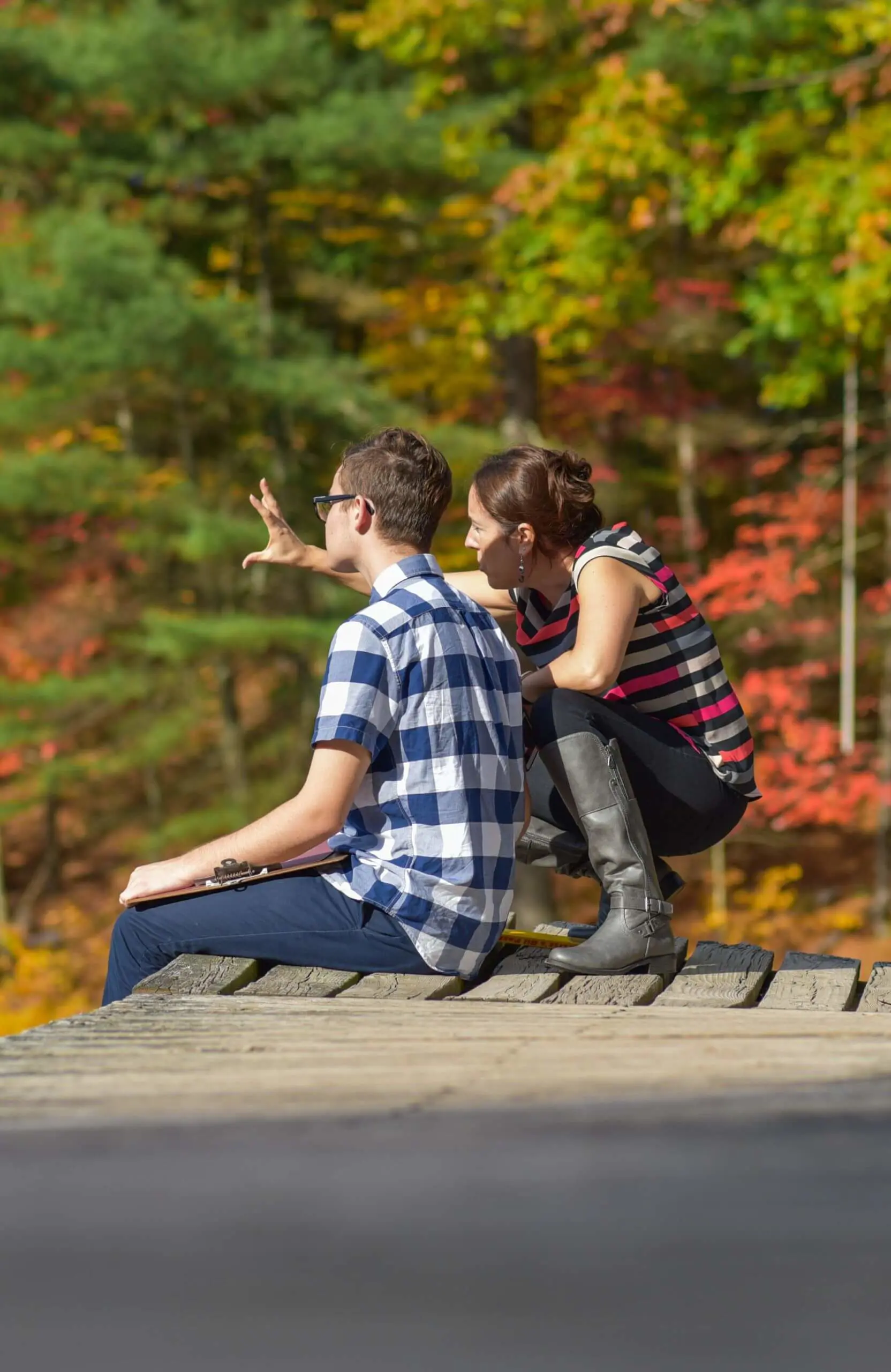 Student and teacher in an outdoor lesson