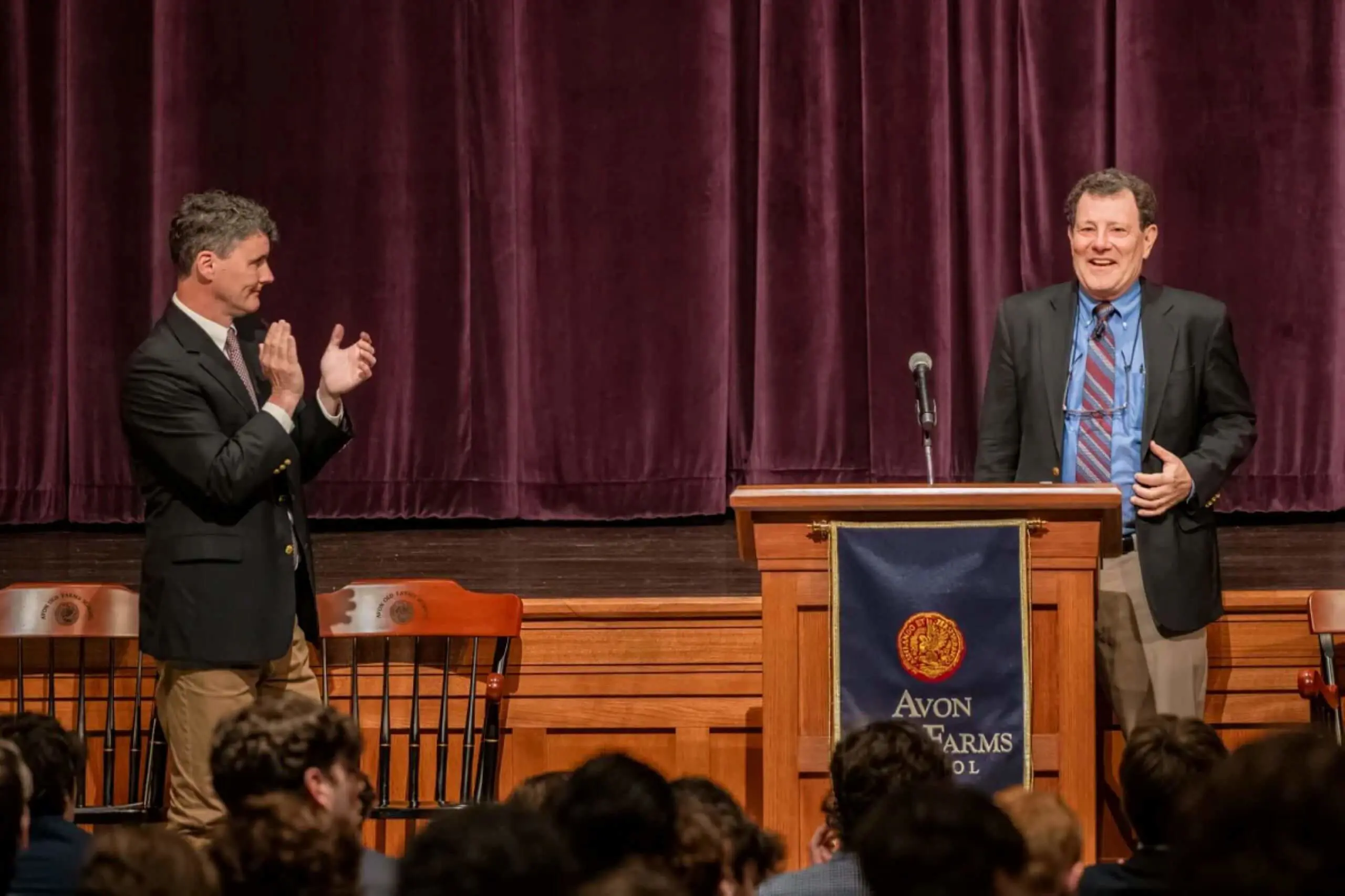 Nicholas Kristof giving a talk at Avon Old Farms