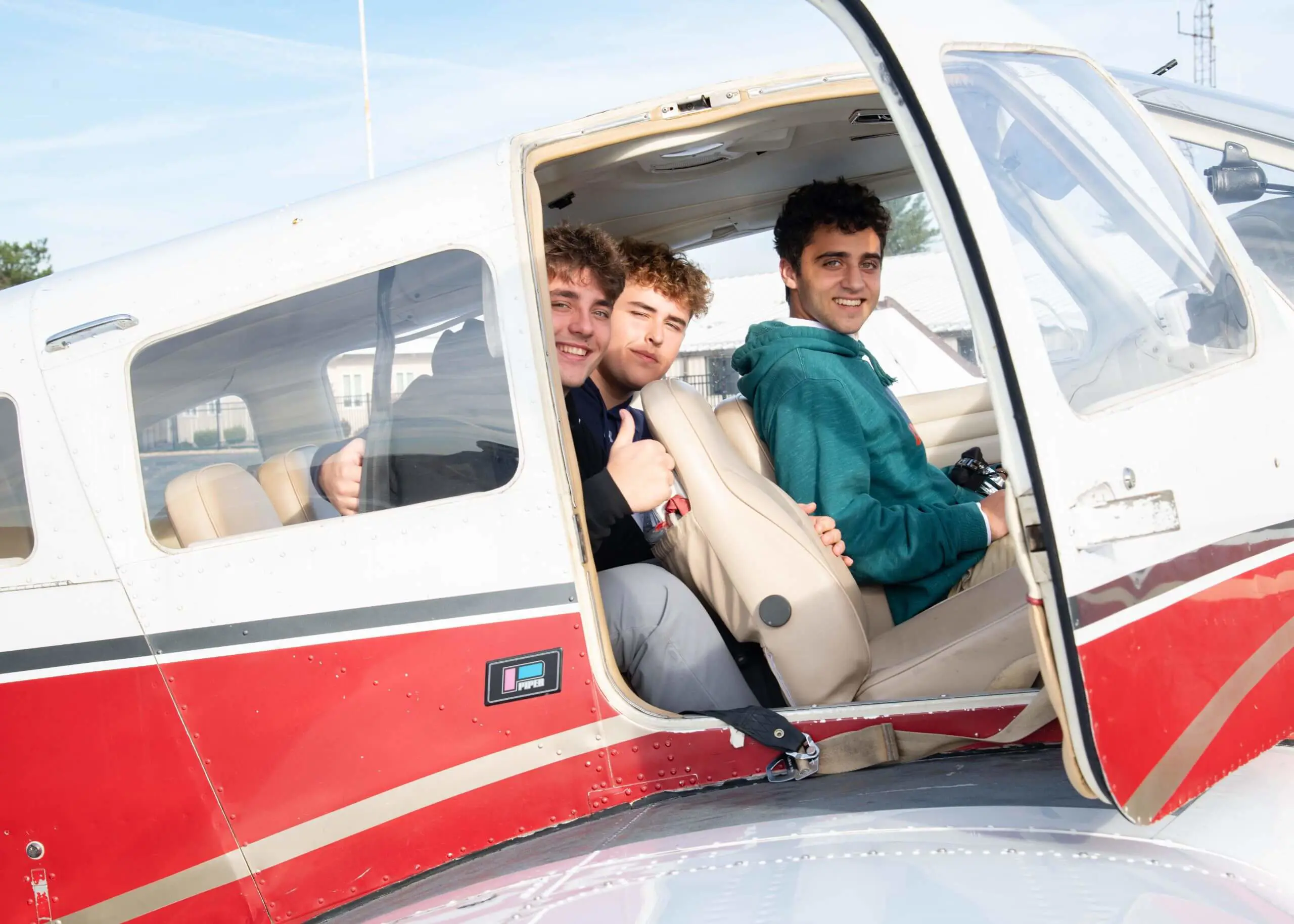 Avon Old Farms students taking part in flight lessons.