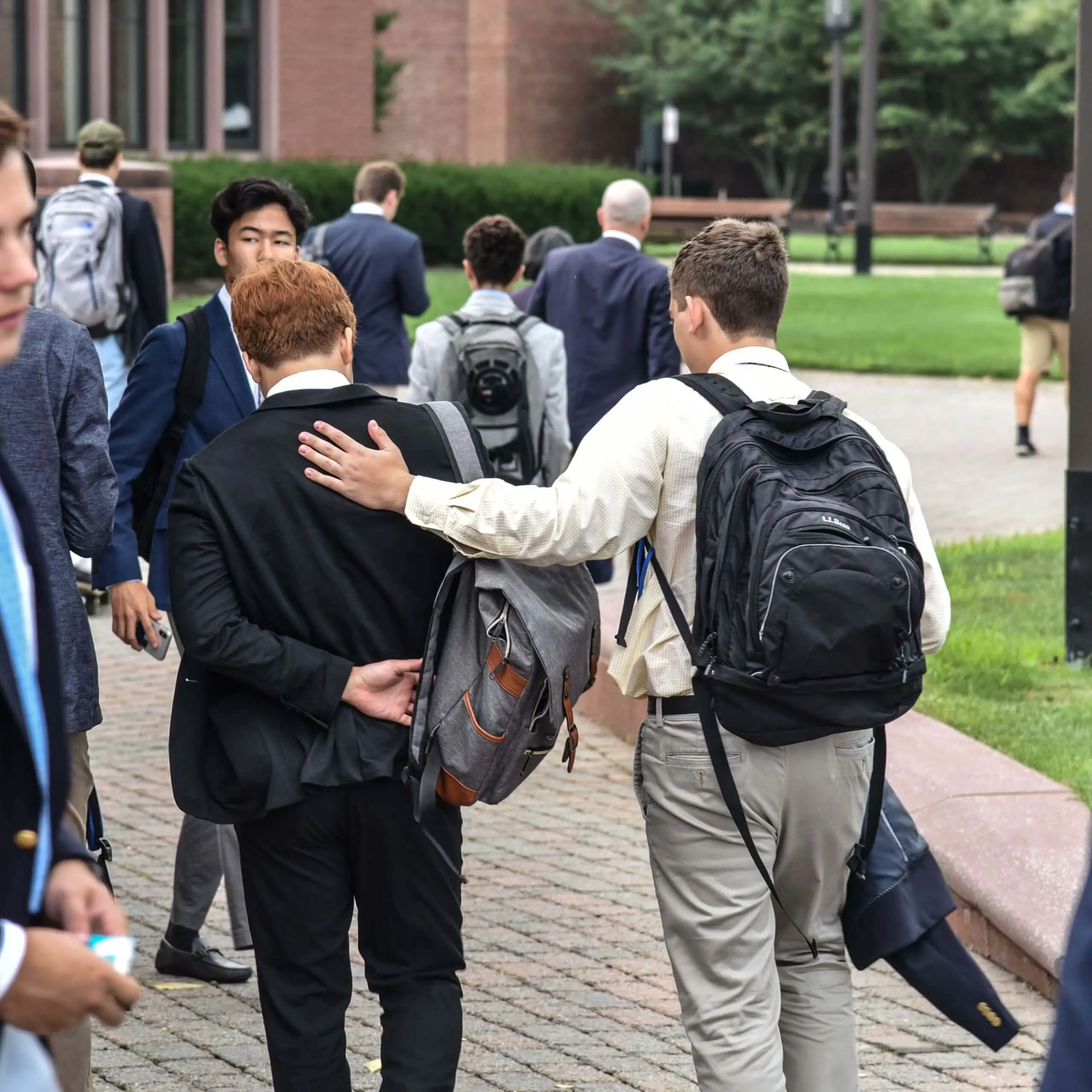 Avon Old Farms students walking together on campus